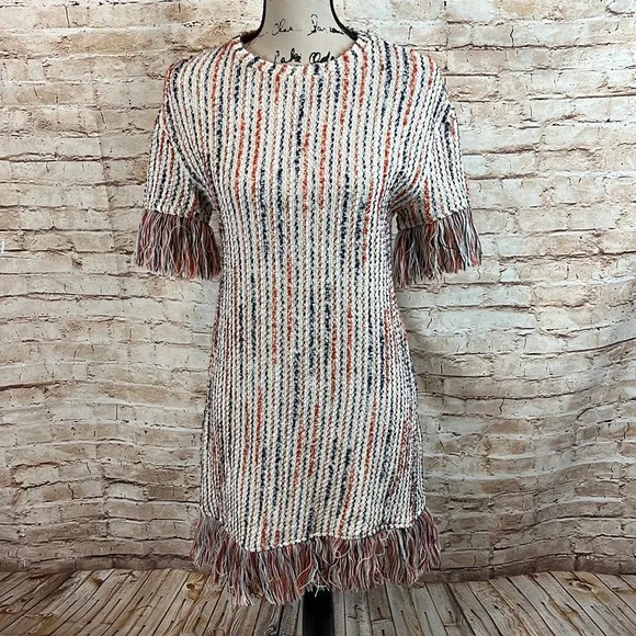 Zara fringed jacquard dress cheap